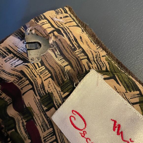 Vintage 80s Miss O Oscar De La Renta Silk Basket Weave Skirt with Velvet Yoke - Picture 6 of 11